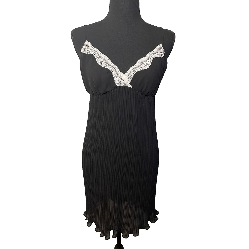 Sheer Black Lace Babydoll Lingerie Womens Medium* Nightgown